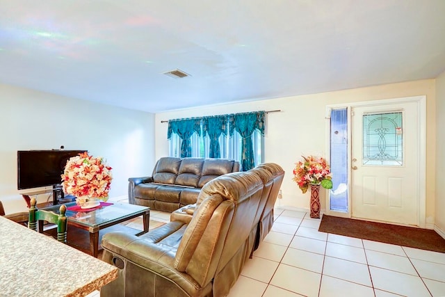 view of tiled living room