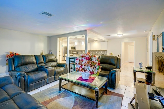 view of tiled living room