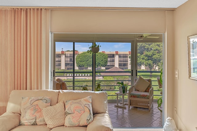 view of tiled living room