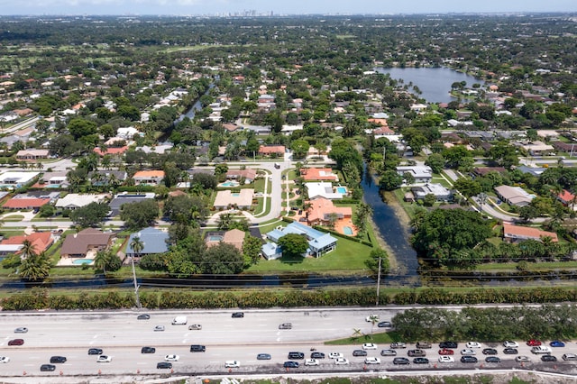 bird's eye view featuring a water view