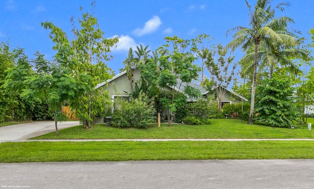 view of front of home with a front yard