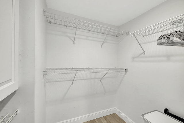 spacious closet featuring hardwood / wood-style flooring