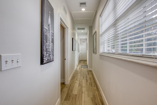 hallway featuring light wood-type flooring