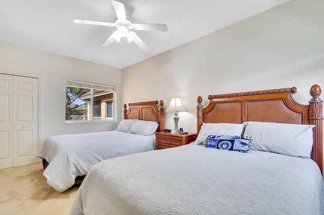 8010 Carnoustie Pl Unit 4022, Port Saint Lucie, FL 34986 - bedroom with light carpet, a ceiling fan, and a closet