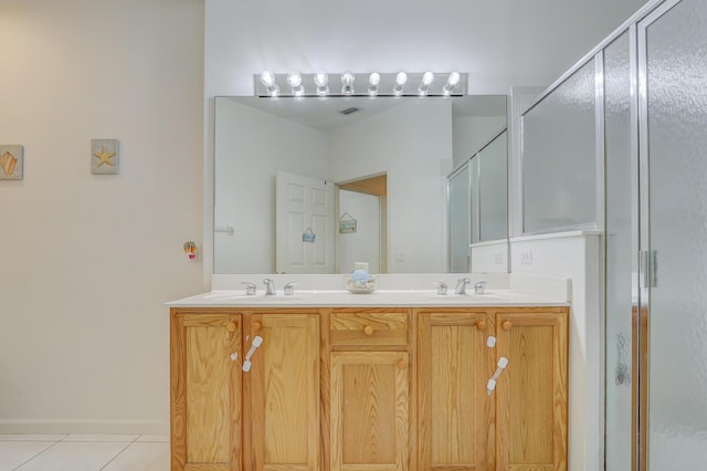 8010 Carnoustie Pl Unit 4022, Port Saint Lucie, FL 34986 - full bath with tile patterned flooring, a shower stall, and double vanity