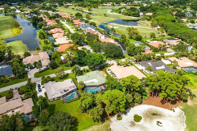 bird's eye view featuring a water view