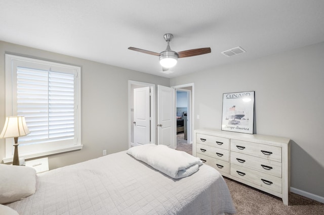 bedroom with carpet and ceiling fan