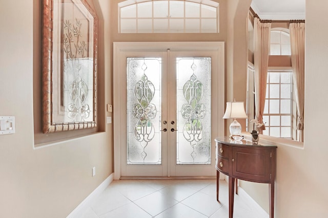 foyer entrance featuring a wealth of natural light and french doors