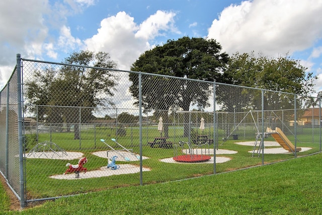 view of play area with a yard