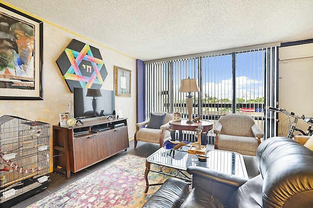 1401 S Federal Hwy Unit 411, Boca Raton, FL 33432 - living room featuring wood finished floors and a textured ceiling