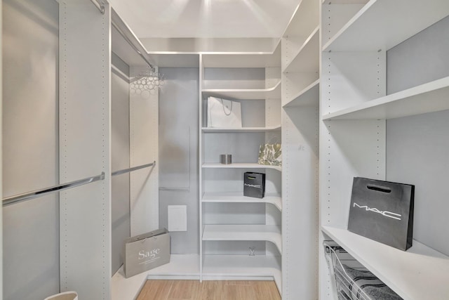 walk in closet featuring light hardwood / wood-style floors