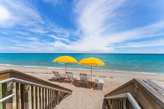 property view of water with a beach view