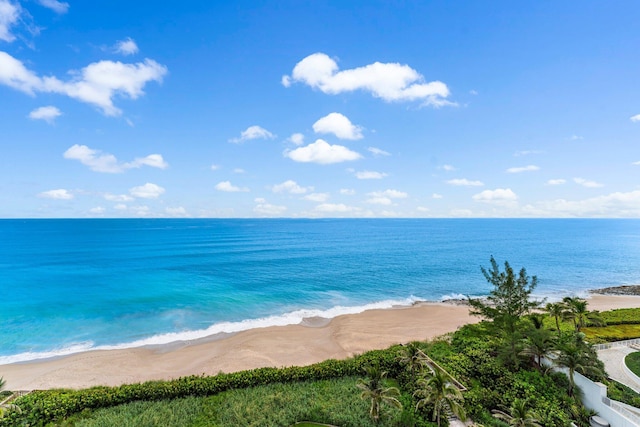 view of water feature featuring a view of the beach