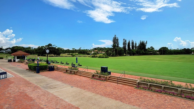 view of community featuring a lawn