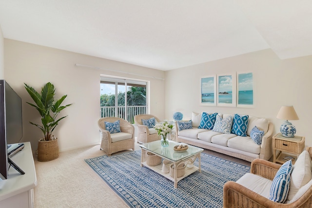 living room with carpet floors