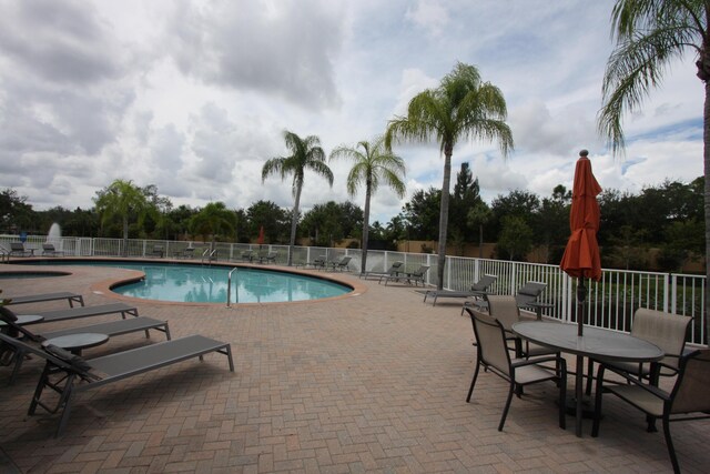 view of swimming pool with a patio