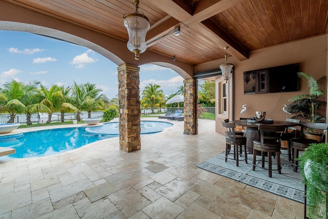 view of pool featuring a patio area