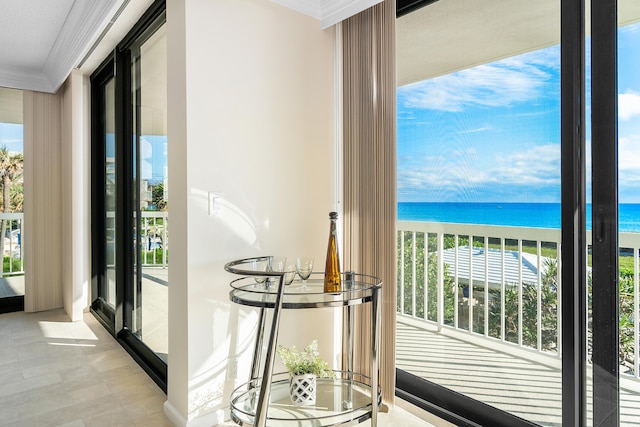 balcony with a water view