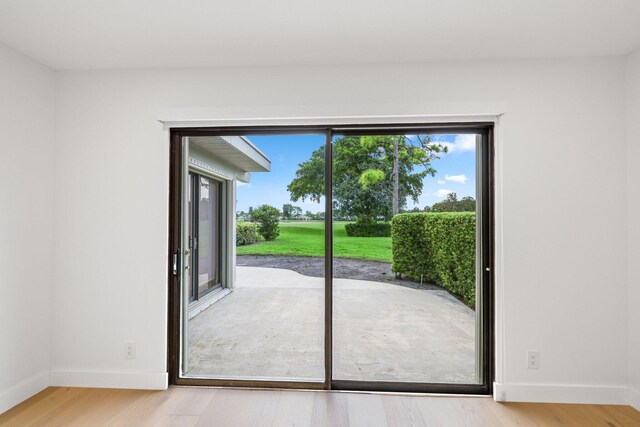 unfurnished room with light hardwood / wood-style floors and ceiling fan