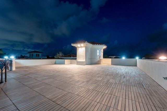 view of patio at night