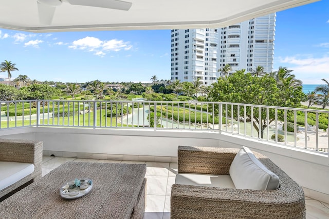 balcony with a water view