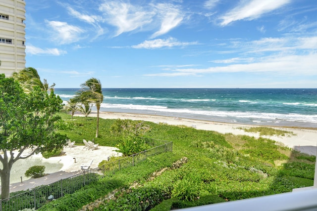 property view of water featuring a view of the beach