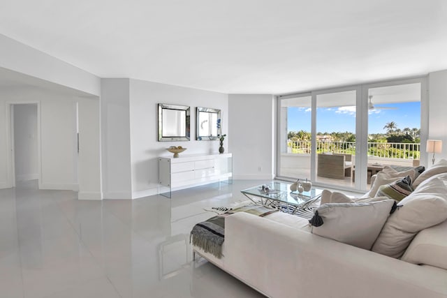 view of tiled living room