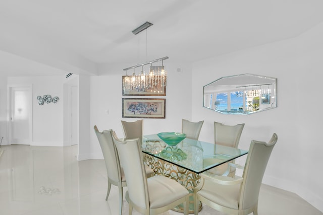 view of tiled dining room