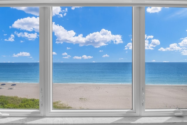 property view of water featuring a view of the beach