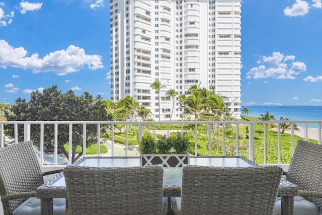 balcony with a water view