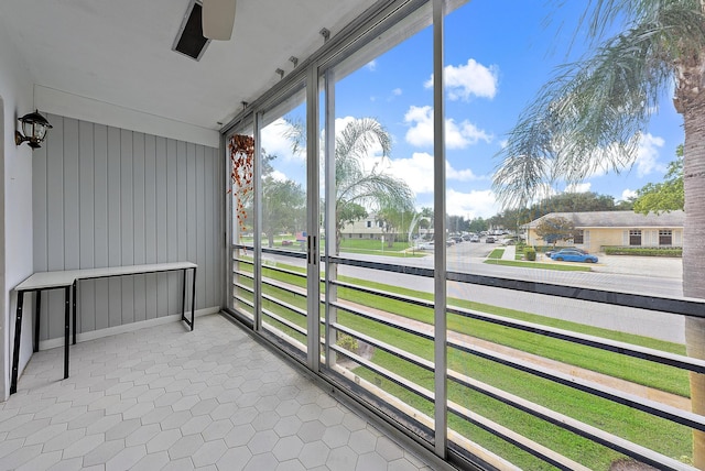view of unfurnished sunroom