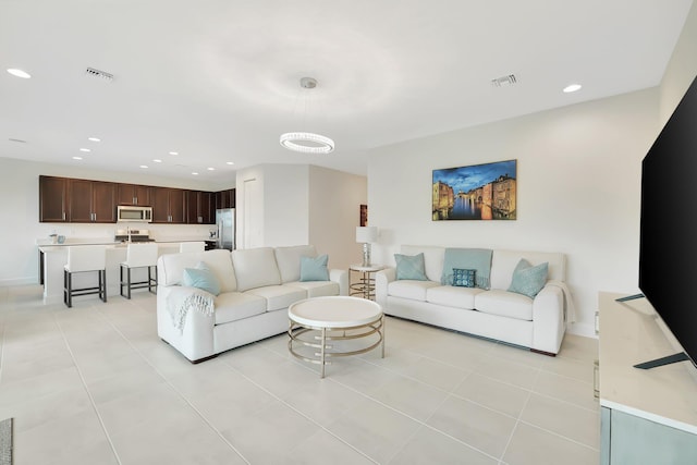 view of tiled living room