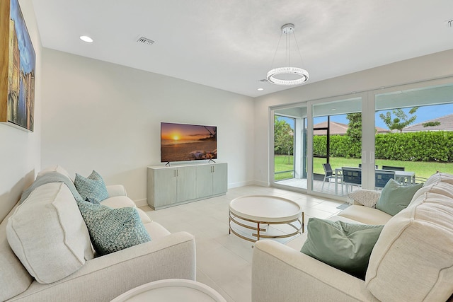 view of tiled living room