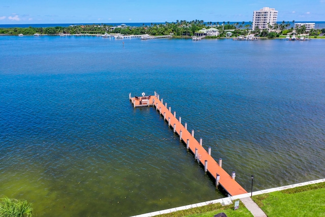 dock area featuring a water view