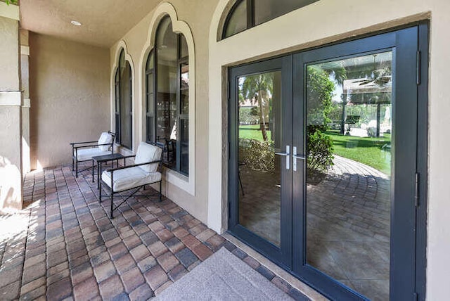 view of patio / terrace featuring french doors