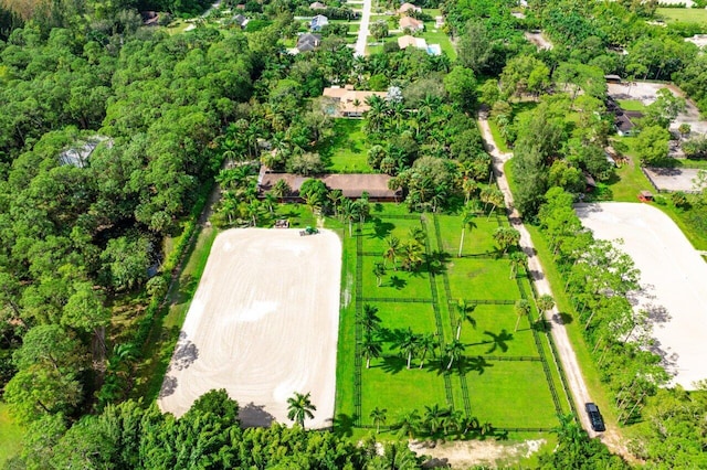 birds eye view of property featuring a rural view