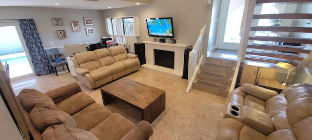 living room with plenty of natural light