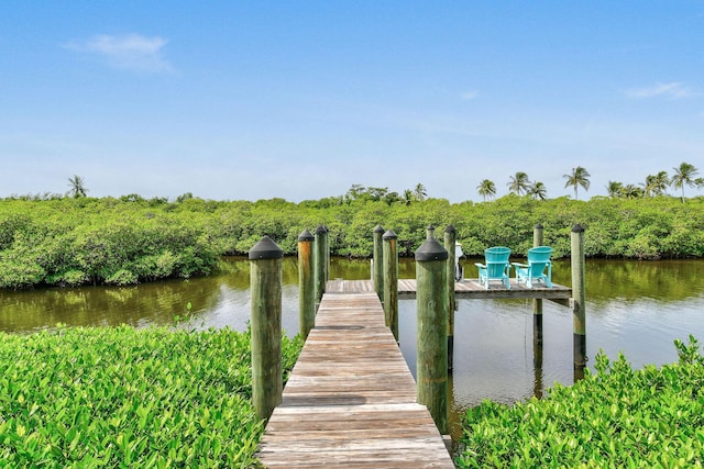 view of dock featuring a water view