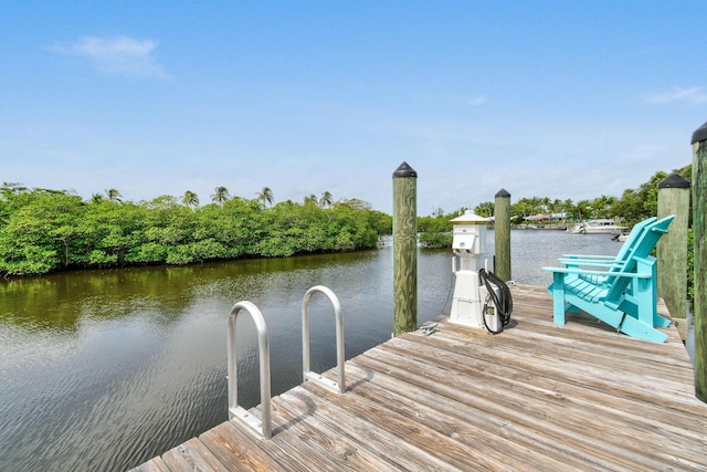 view of dock featuring a water view