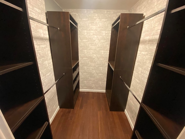 walk in closet featuring dark hardwood / wood-style floors