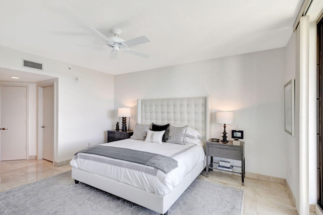 bedroom featuring ceiling fan