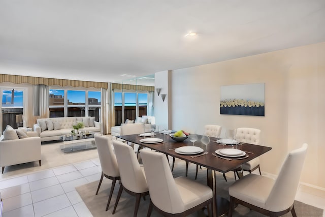 dining room with light tile patterned flooring