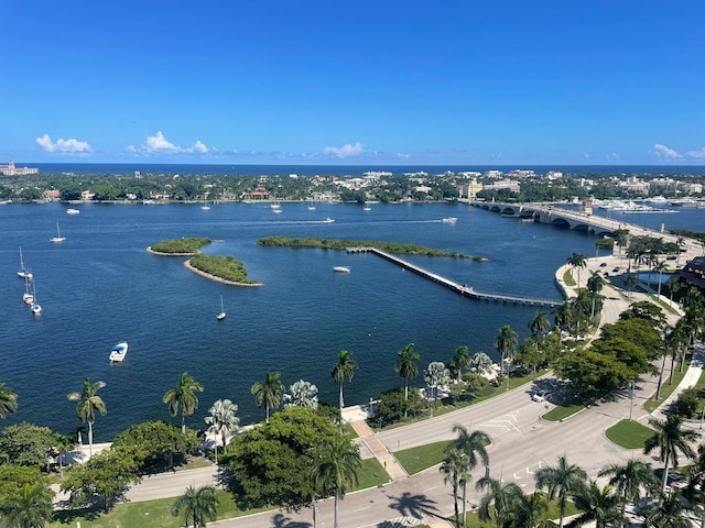 525 S Flagler Dr Unit 19B, West Palm Beach, FL 33401 - drone / aerial view of a notable bridge and a nearby body of water