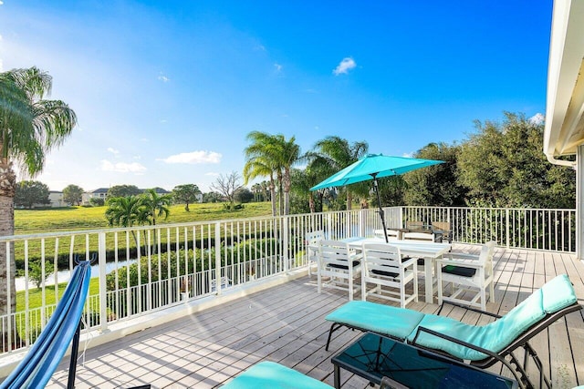 deck with a water view