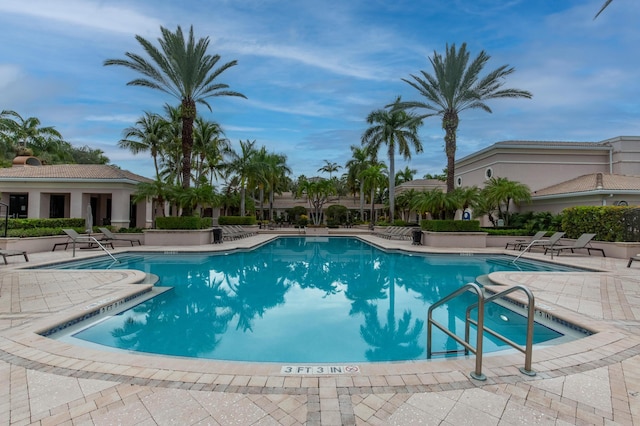 view of pool featuring a patio