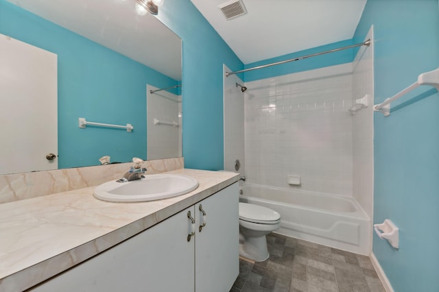 full bathroom with vanity, shower / bathing tub combination, and toilet