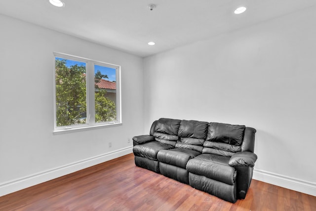 living room with hardwood / wood-style flooring