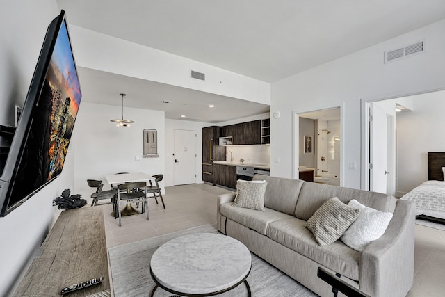 601 NE 1st Ave Unit 4813, Miami, FL 33132 - living room with light tile patterned flooring and recessed lighting