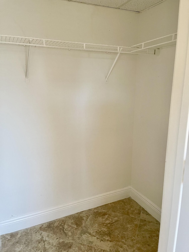 spacious closet featuring a paneled ceiling