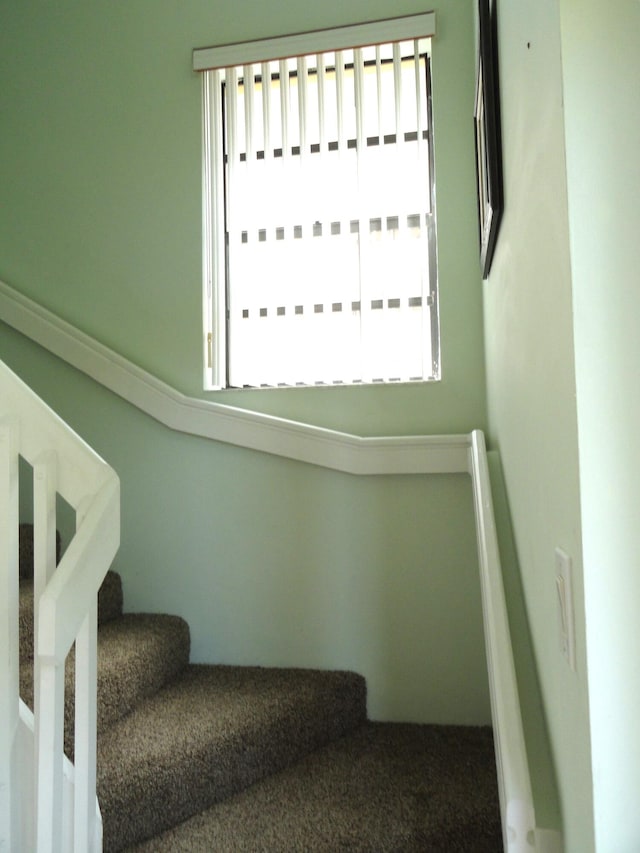 staircase with a wealth of natural light